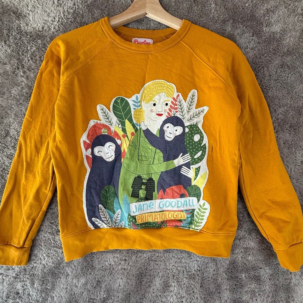 Piccolina Mustard Yellow Applique Sweatshirt Jane Goodall Girls 14